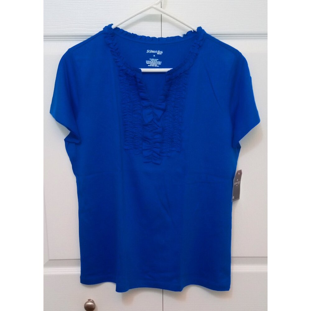 St. John's Bay Blue Petite Large Tee, Plus 2 Bonus Liz Claiborne PL Striped Tees